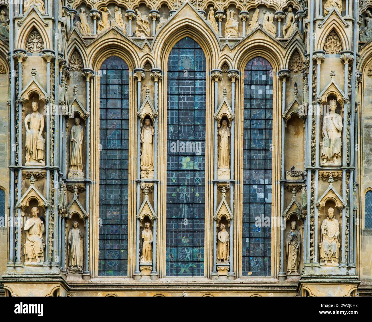 Gebäude, Architektur, Details, Wells Cathedral, Somerset, England, Großbritannien. Stockfoto