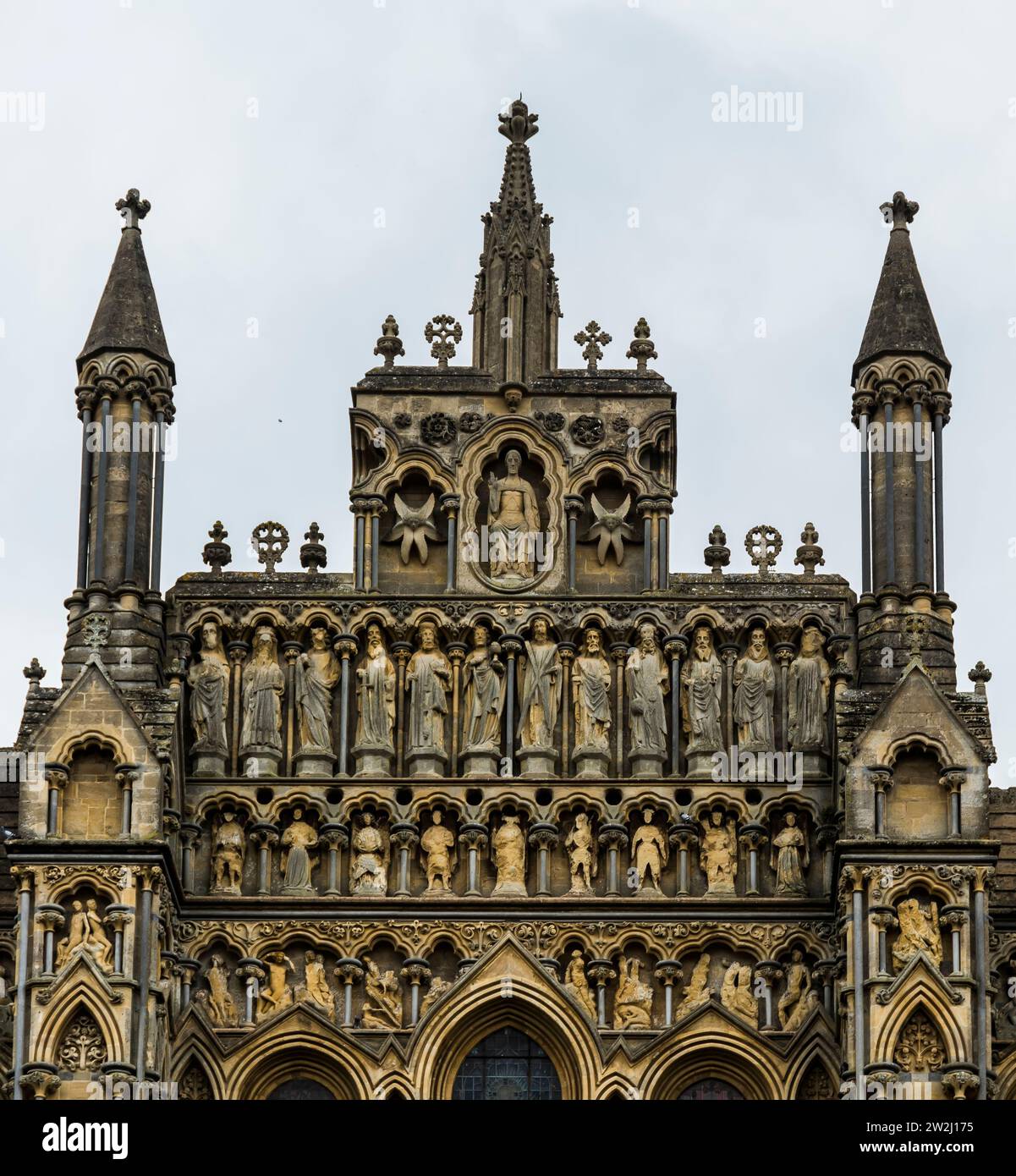 Gebäude, Architektur, Details, Wells Cathedral, Somerset, England, Großbritannien. Stockfoto