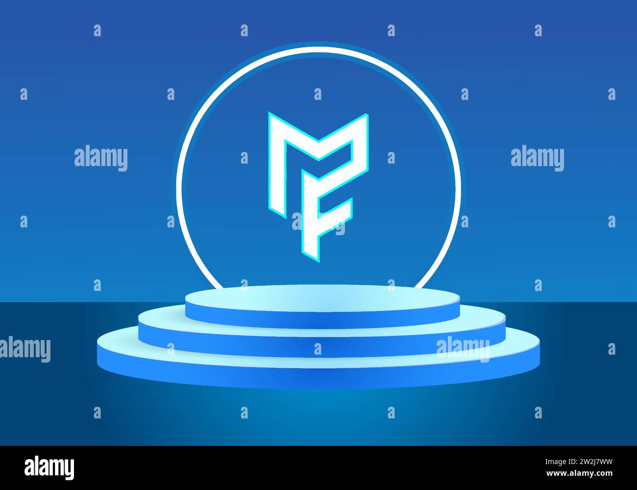 Blaues MF-Logo-Zeichen mit Buchstaben. Vektor-Logo für Unternehmen. Stock Vektor