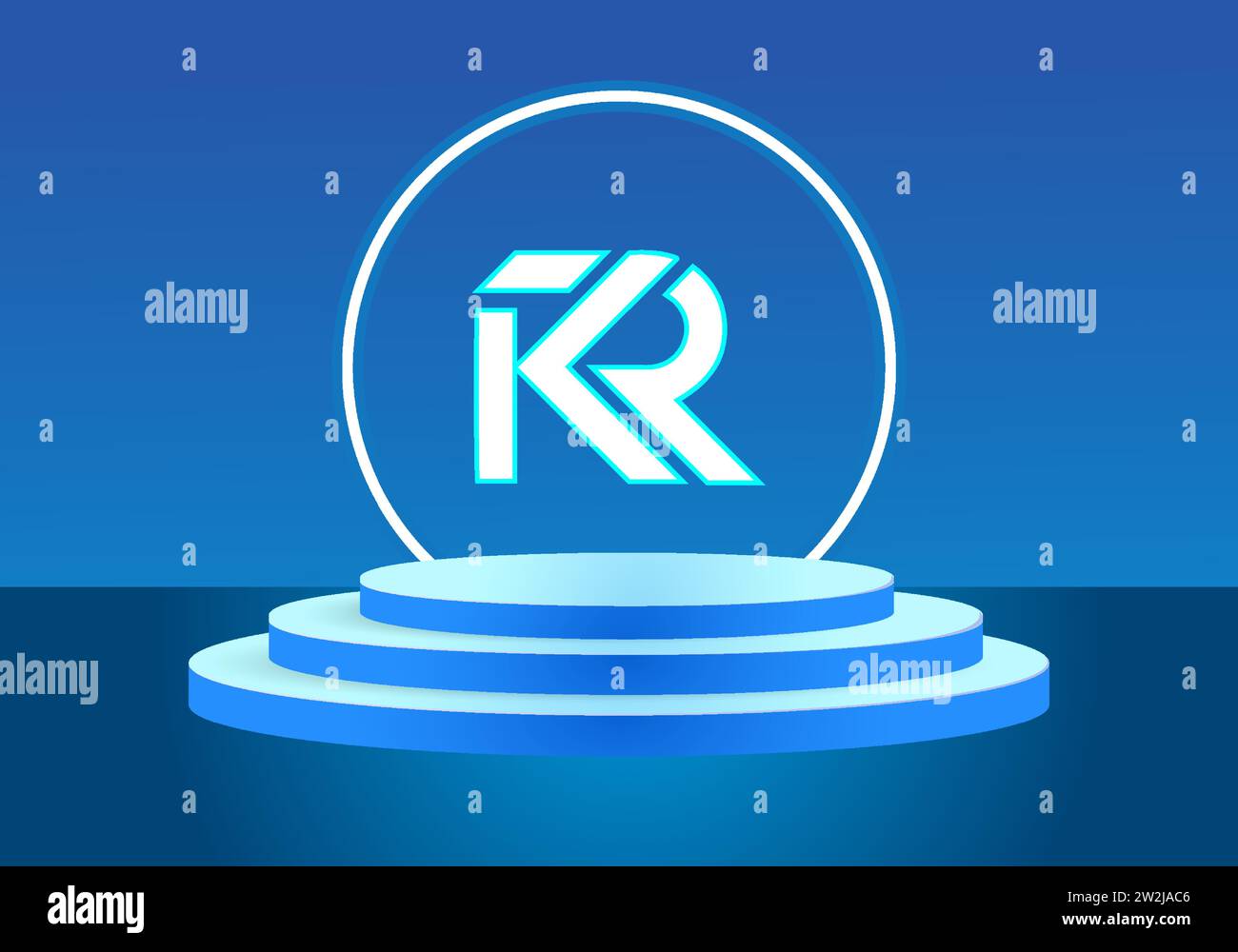 Blaues KR-Logo-Zeichen. Vektor-Logo für Unternehmen. Stock Vektor