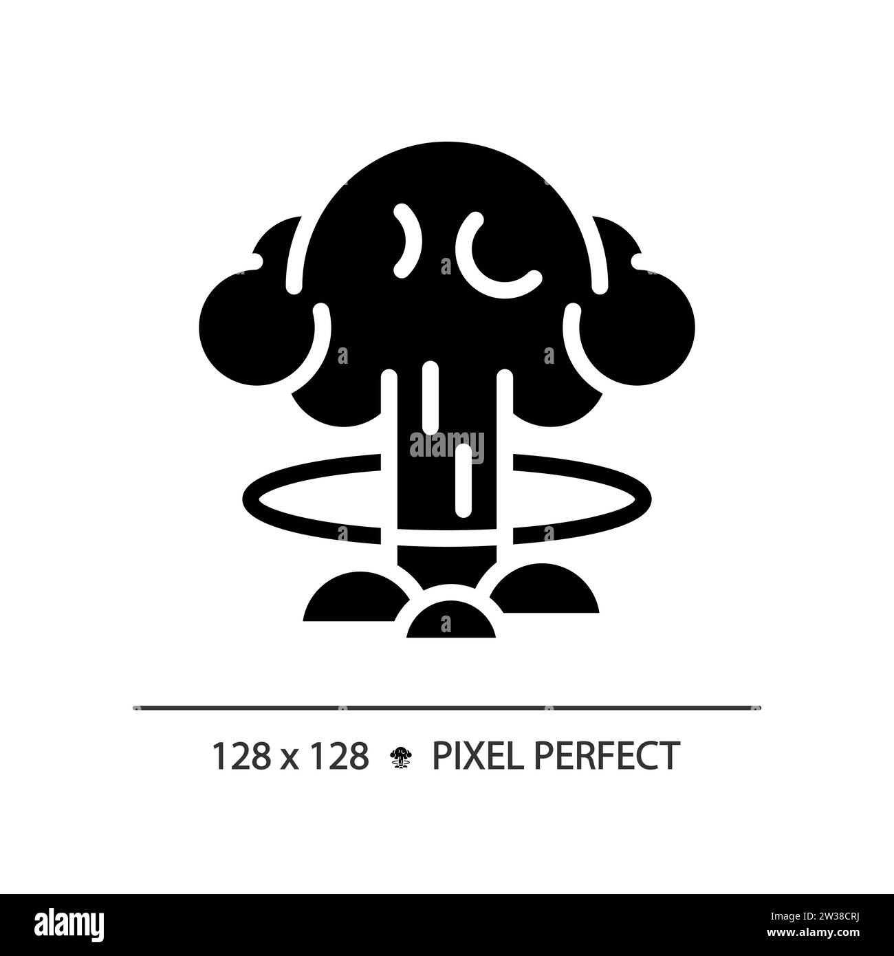 2D Pixel Perfect Glyph-Symbol für nukleare Explosion Stock Vektor