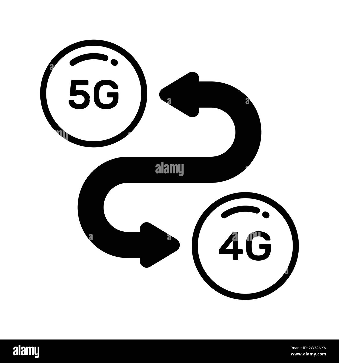 5G-Technologie aktualisiert Vektordesign in modernem Stil, benutzerfreundliches Symbol Stock Vektor