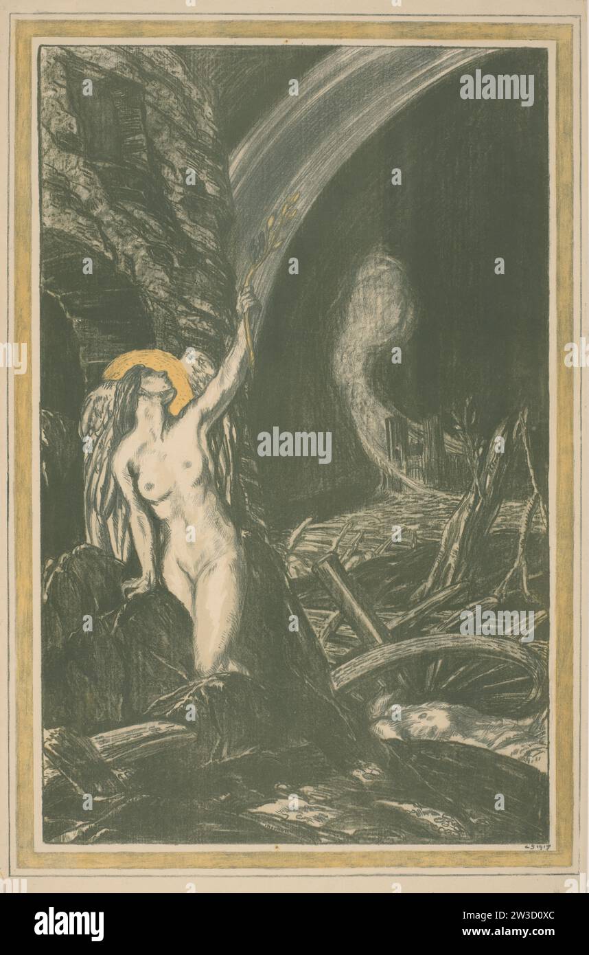 Allegorie zur Wiedergeburt der Kunst nach dem Ersten Weltkrieg, Charles Haslewood Shannon, um 1917 Papierpapier Stockfoto
