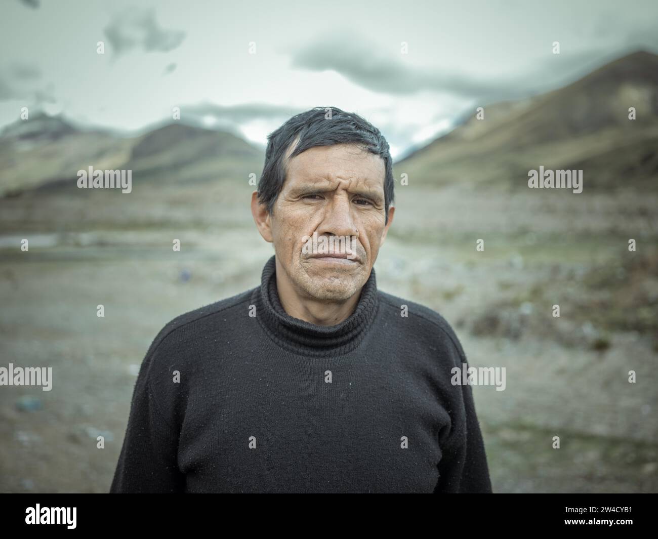 Adan Arenas Rodriguez, Bergarbeiter, Morococha Nueva, Peru Stockfoto