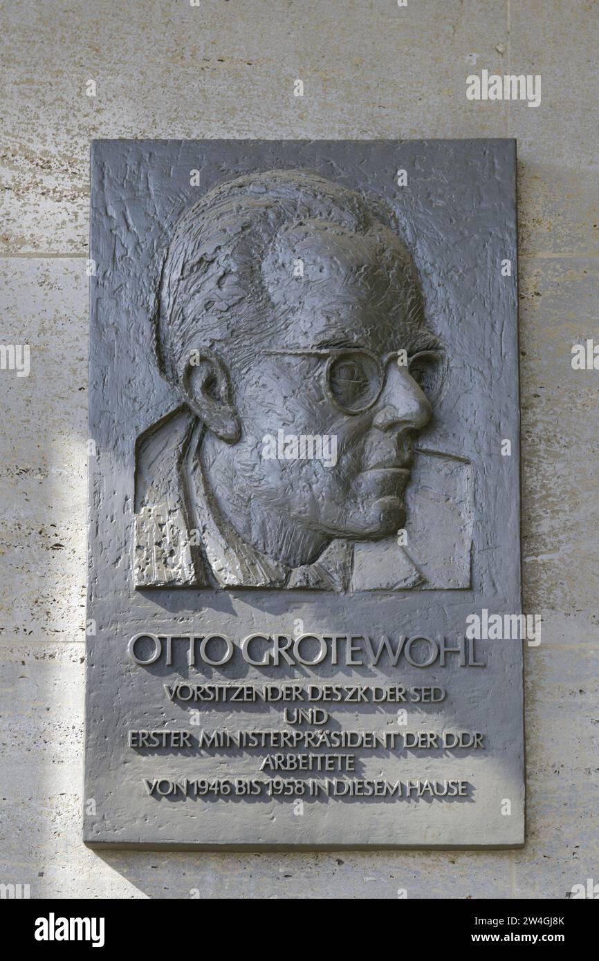 Relief, Otto Grotewohl, Soho House, Torstraße, Prenzlauer Berg, Pankow, Berlin, Deutschland Stockfoto