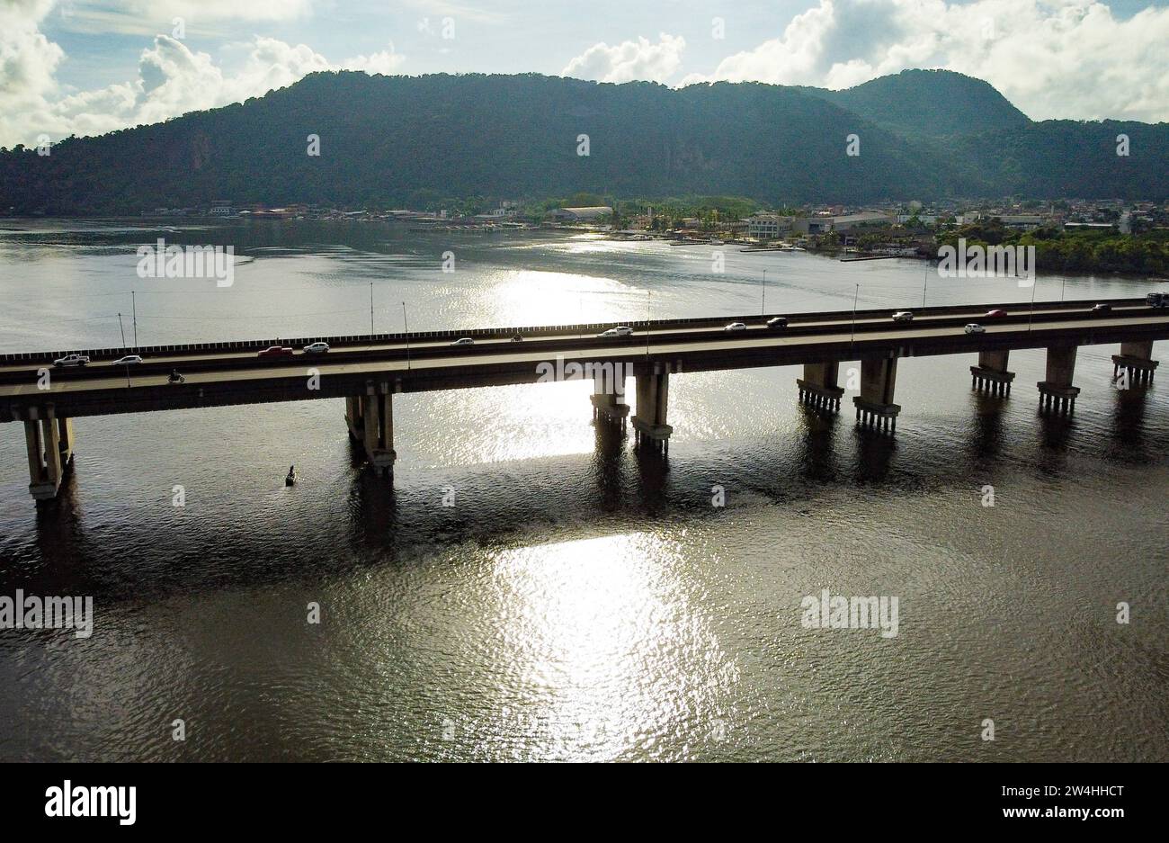 Mar Pequeno Brücke am Praia Grande in São Paulo Stockfoto