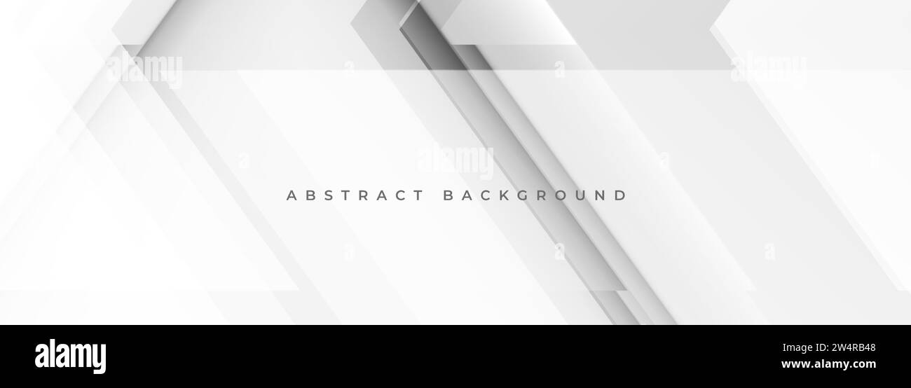 Weißes abstraktes Design mit moderner Technologie. Breiter geometrischer abstrakter 3D-Hintergrund. Weiße und graue Vektorillustration Stock Vektor