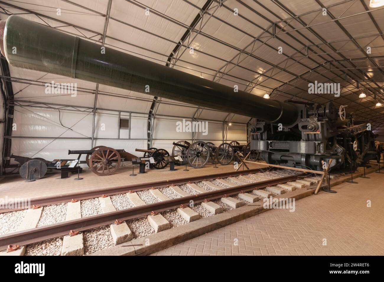 England, Hampshire, Portsmouth, Fort Nelson, Ausstellung der Eisenbahngewehr aus dem Ersten Weltkrieg Stockfoto