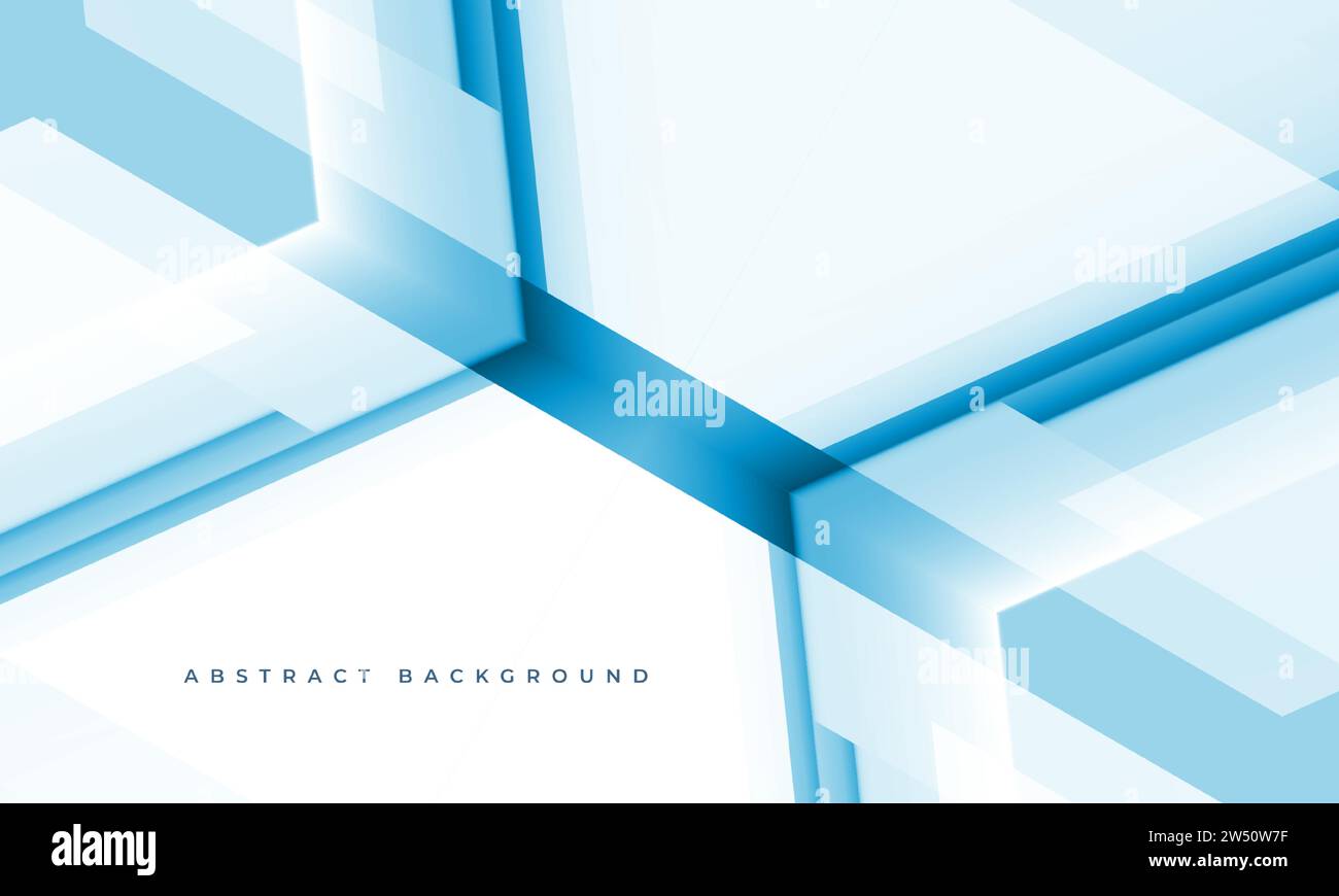 Weißer und blauer abstrakter 3D-geometrischer Hintergrund mit Pfeilen. Futuristisches, modernes, abstraktes Bannerdesign mit weißer Technologie. Vektorabbildung Stock Vektor