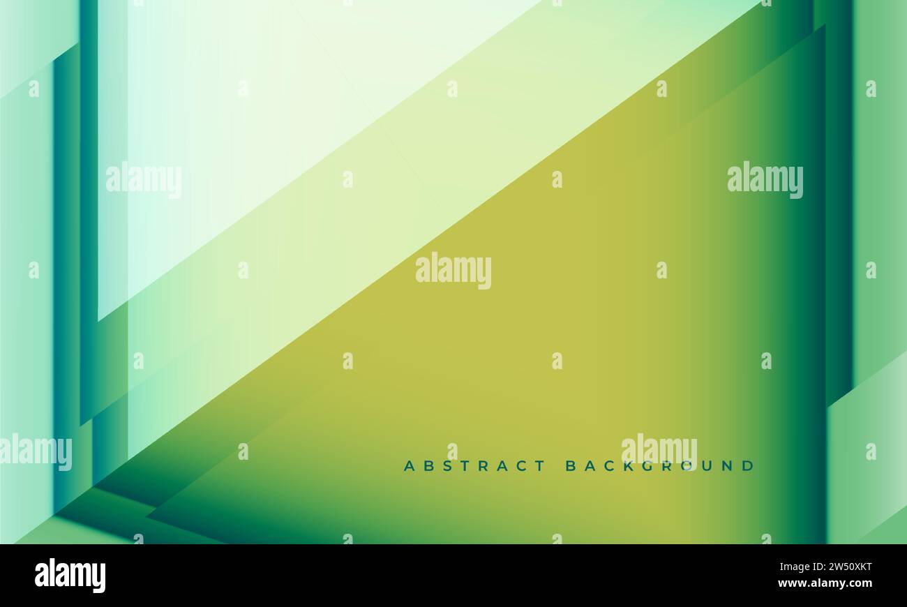 Abstrakter grüner und gelber moderner Hintergrund. Technologie 3D-Hintergrund mit geometrischen Formen und Rahmen. Vektorabbildung Stock Vektor