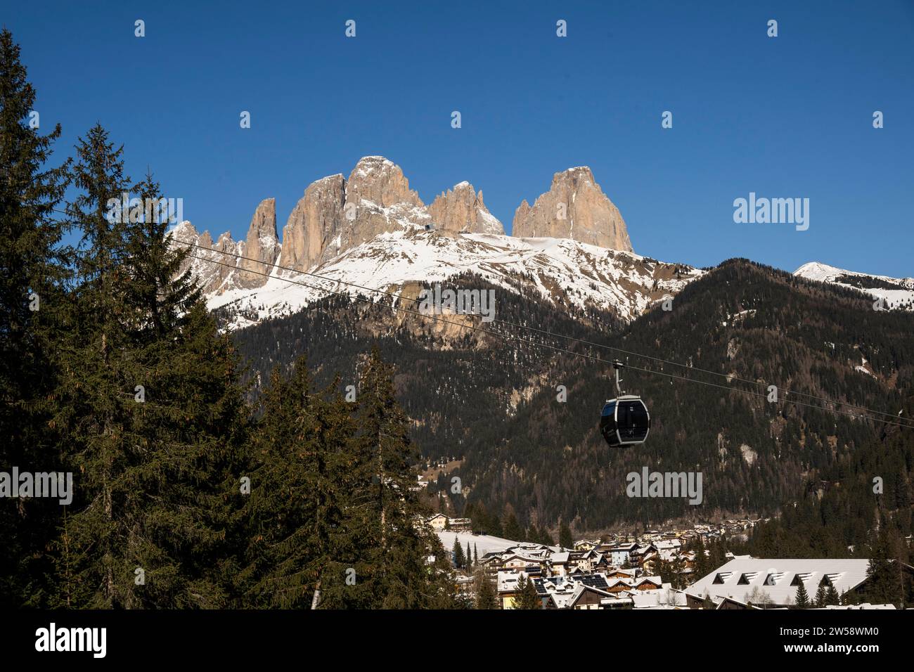 Marmolada, Skigebiet, Sella Ronda, Fassatal, Autonome Region Trient, Südtirol, Italien Stockfoto