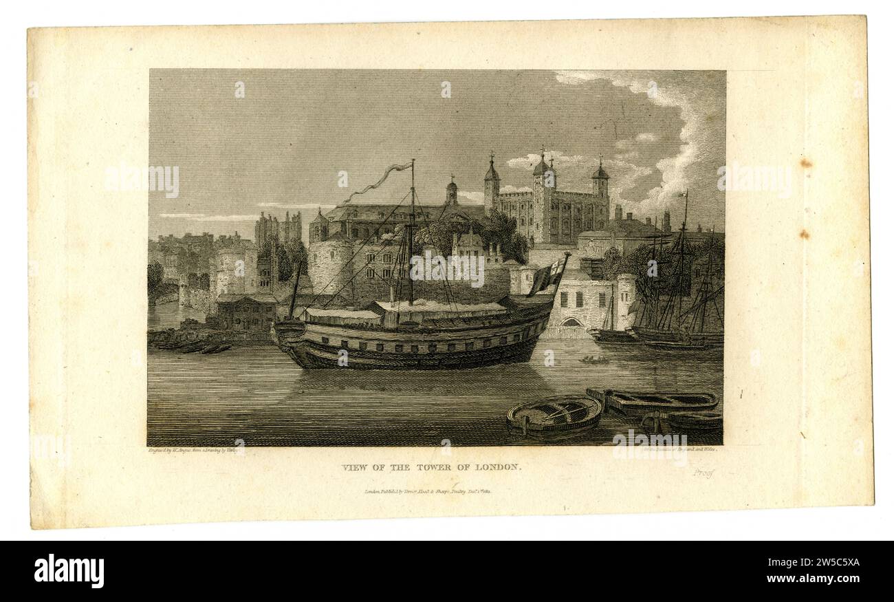 Print mit dem Titel 'View of the Tower of London', 1811, Großbritannien Stockfoto