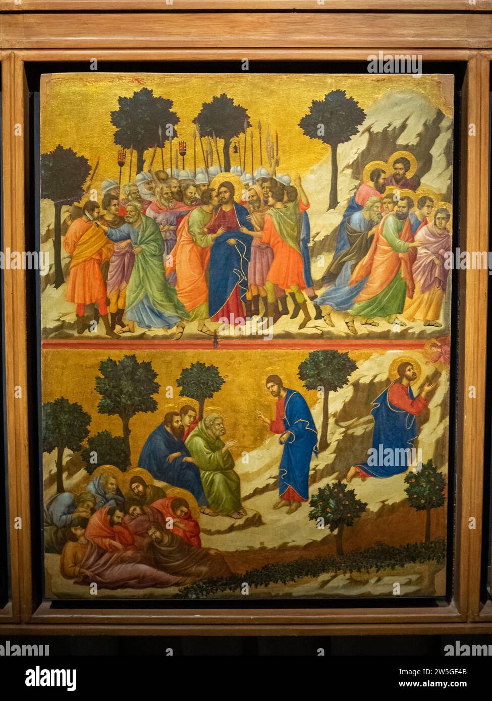 Gebet in Getsemani und Kuss von Judas, Duccio, Maestà del Duomo di Siena Stockfoto