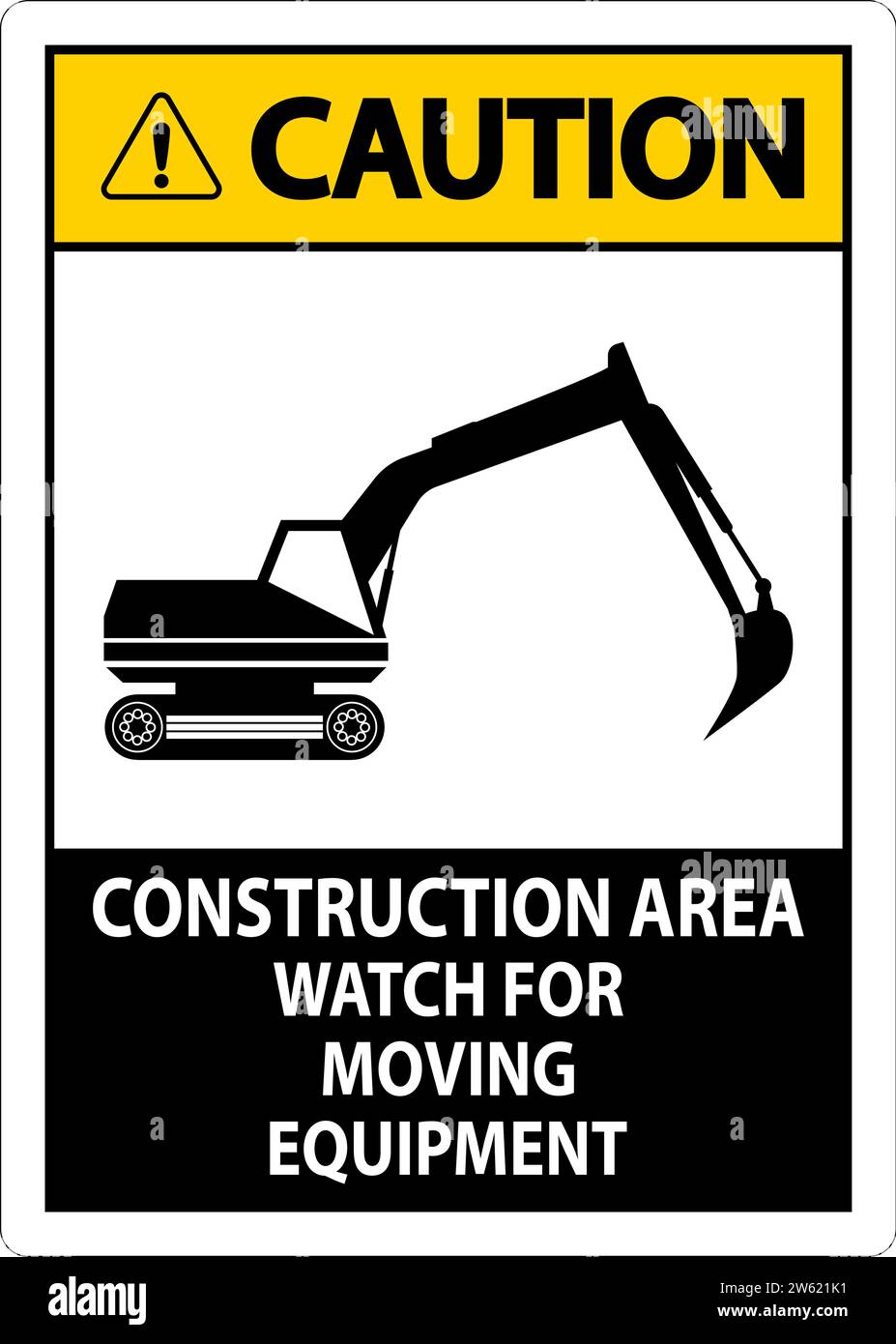 Warnschild Baubereich – Auf Bewegliche Geräte Achten Stock Vektor