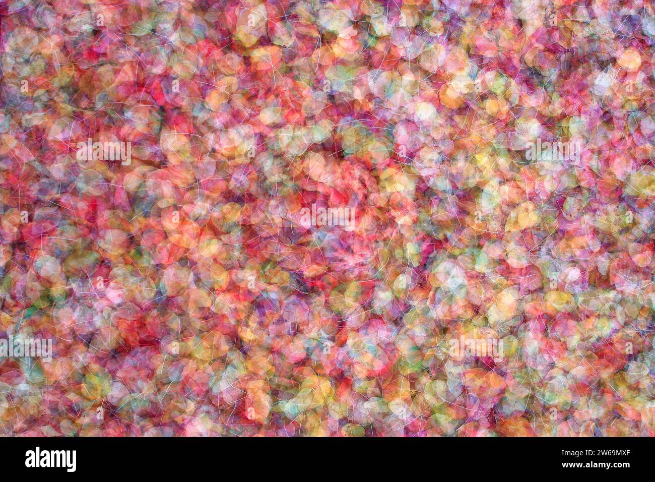 Abstraktes Bild mit einer Mischung aus warmen herbstlichen Farben in einem dynamischen, wirbelnden Muster, das auf Bewegung hindeutet Stockfoto