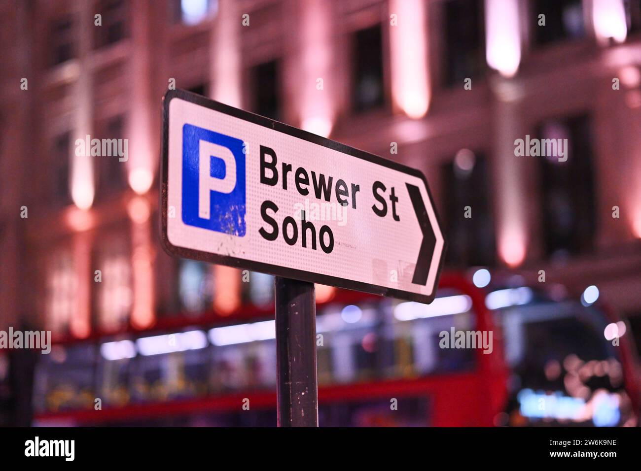 Brewer Street Parkplatz und Straßenschild, Westend, London Stockfoto