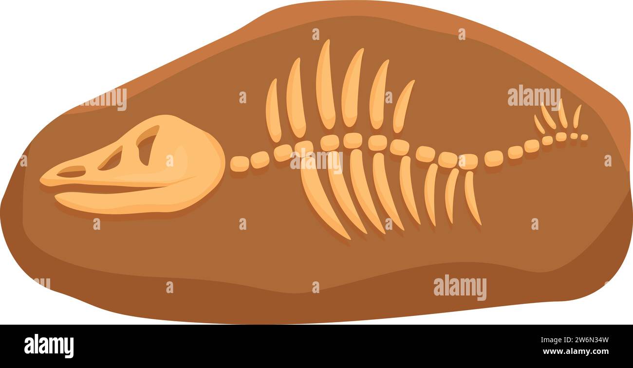 Dinosaurier Fossil Skelett Icon Cartoon Vektor. Lehmboden landen. Bodenschlammschicht Stock Vektor