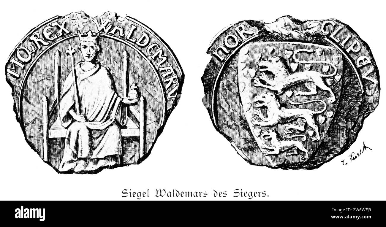 Siegel von Waldemar der Sieger oder Waldemar der Sieger, König Waldemat II. Von Dänemark, 12. Jahrhundert, Europa Stockfoto