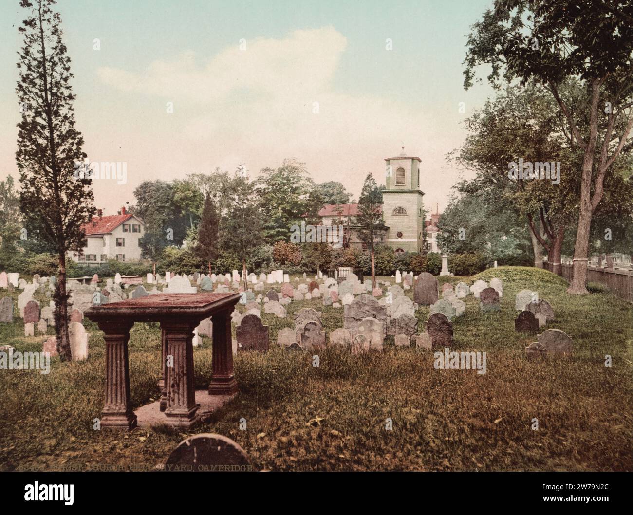 Christ Church Churchyard, Cambridge, Middlesex County, Massachusetts 1899. Stockfoto