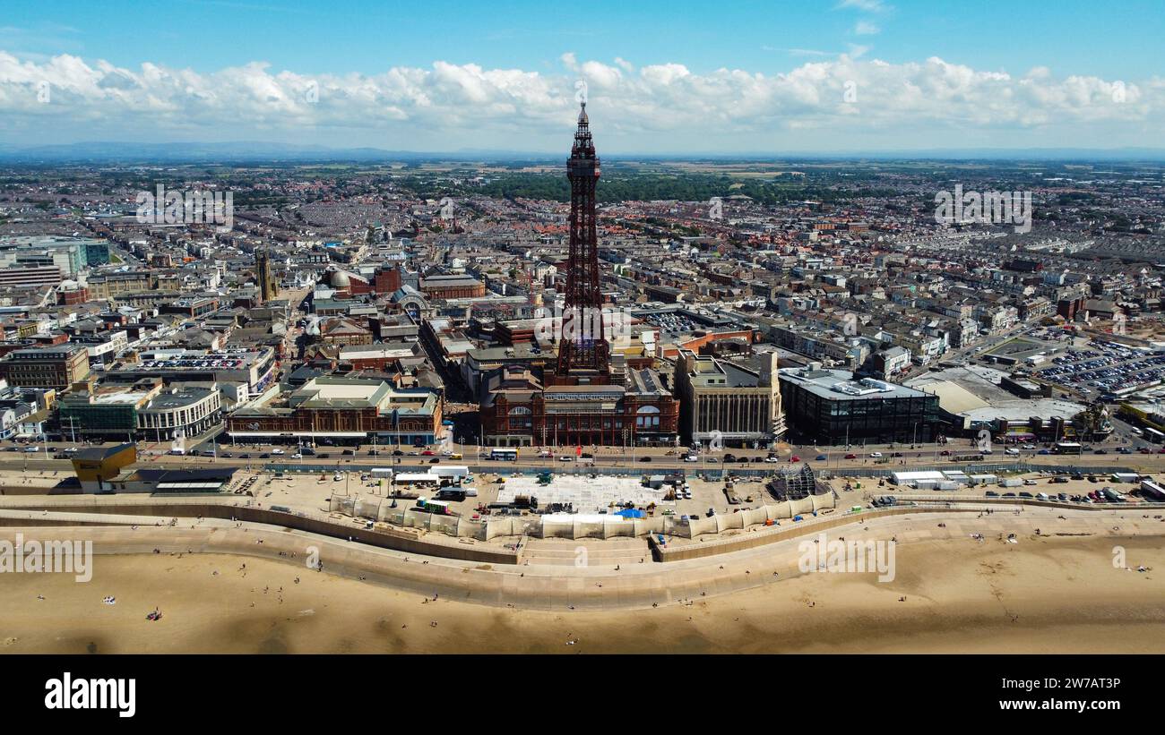 Luftbild vom Blackpool Tower. Stockfoto