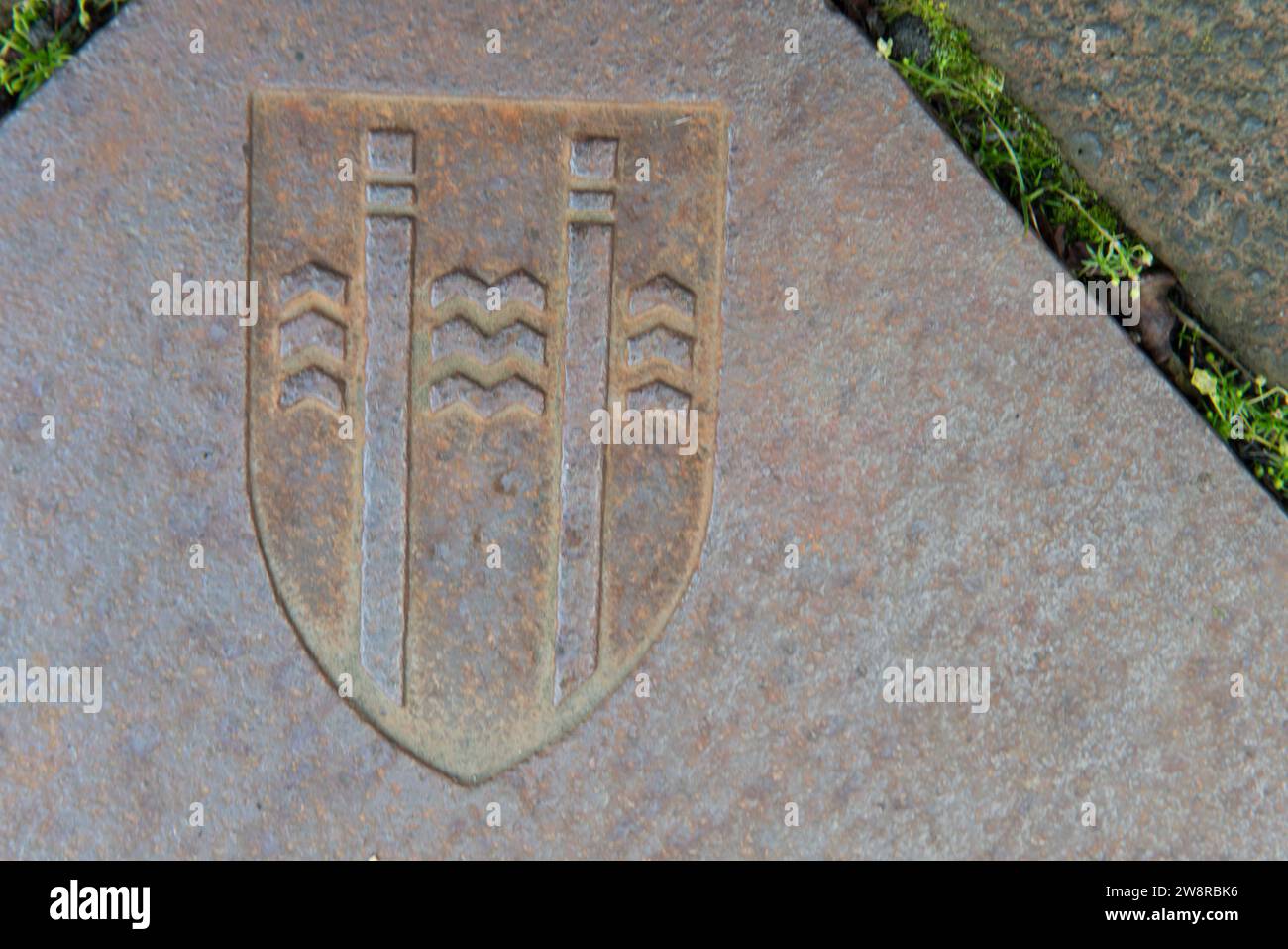 Das Wappen von Reykjavik, Island; offiziell von der Stadt am 6. Juni 1957 angenommen. Der Crest ist in der ganzen Stadt zu finden. Stockfoto