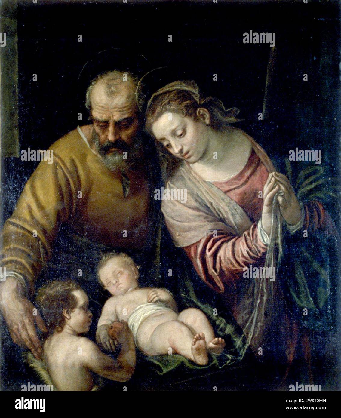 Werkstatt von Veronese - Heilige Familie mit dem Heiligen Johannes, um 1580-1590. Stockfoto