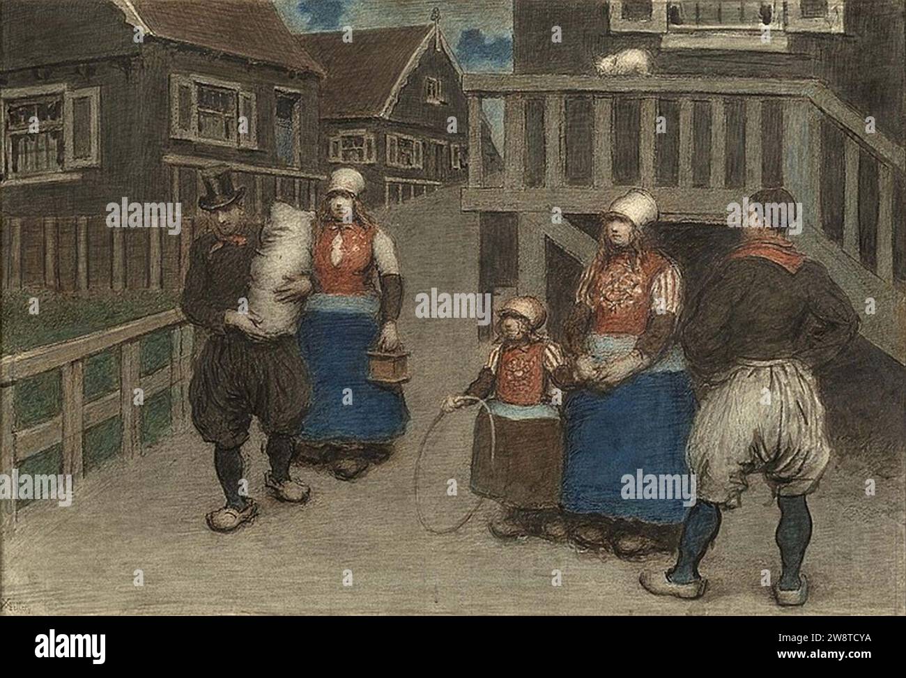 Xavier Mellery - UN baptême à l’île de Marken 1884. Stockfoto