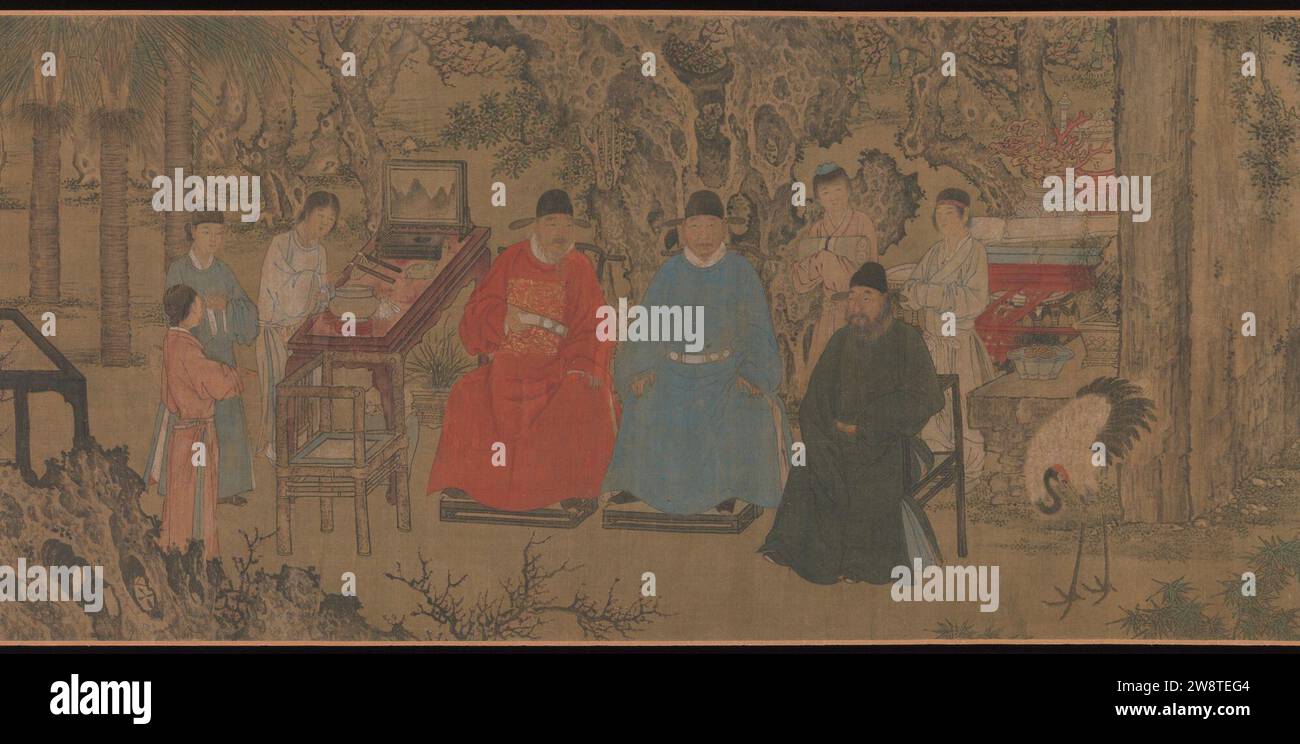 Xie Huan - elegante Zusammenkunft im Aprikosengarten Stockfoto
