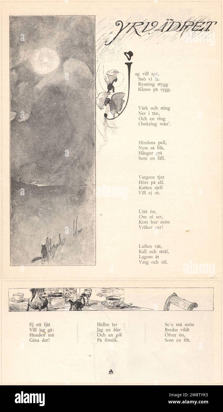 Yrvädret - Jag vill spå Sehlstedt Ill av Carl Larsson. Stockfoto