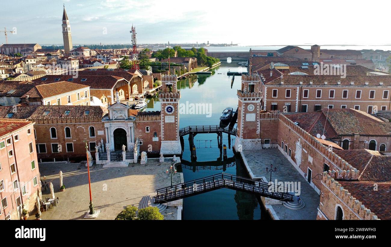 Drohnenfoto Venedig Arsenal Italien Europa Stockfoto