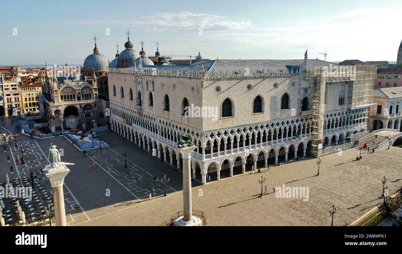 Drohnenfoto Dogenpalast, Palazzo Ducale Venedig italien europa Stockfoto