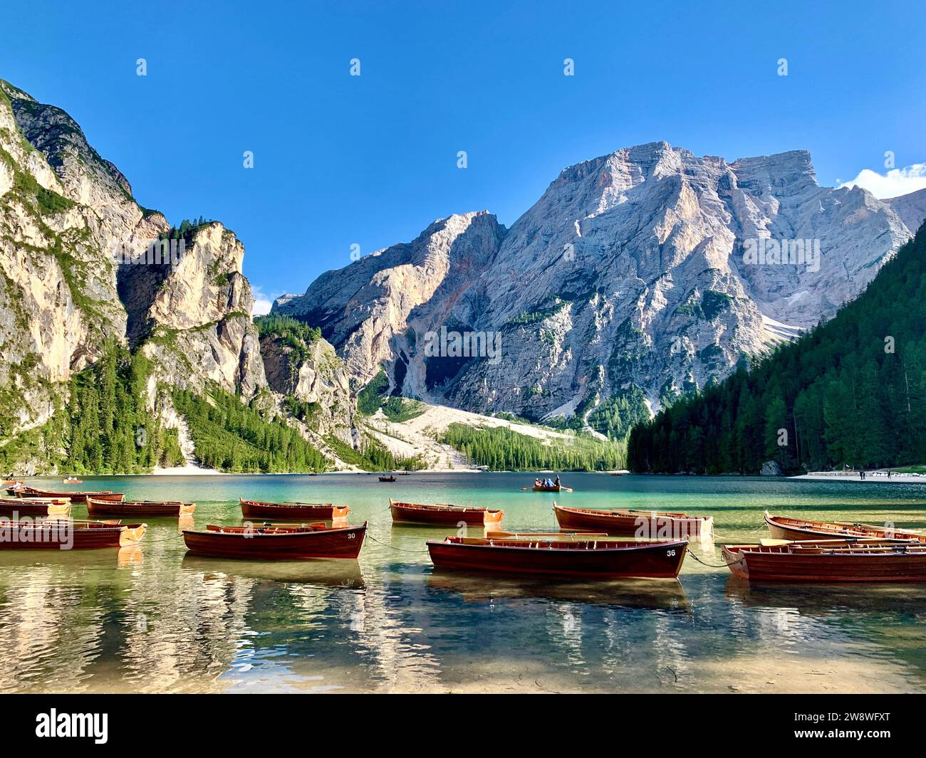 Pragser See Dolomiten Italien europa Stockfoto