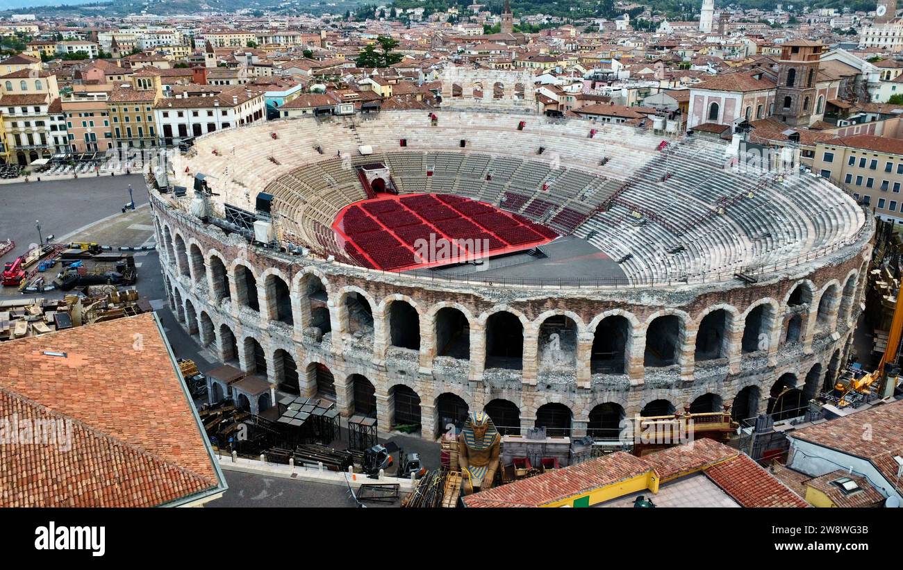 Drohnenfoto Verona Arena Italien europa Stockfoto