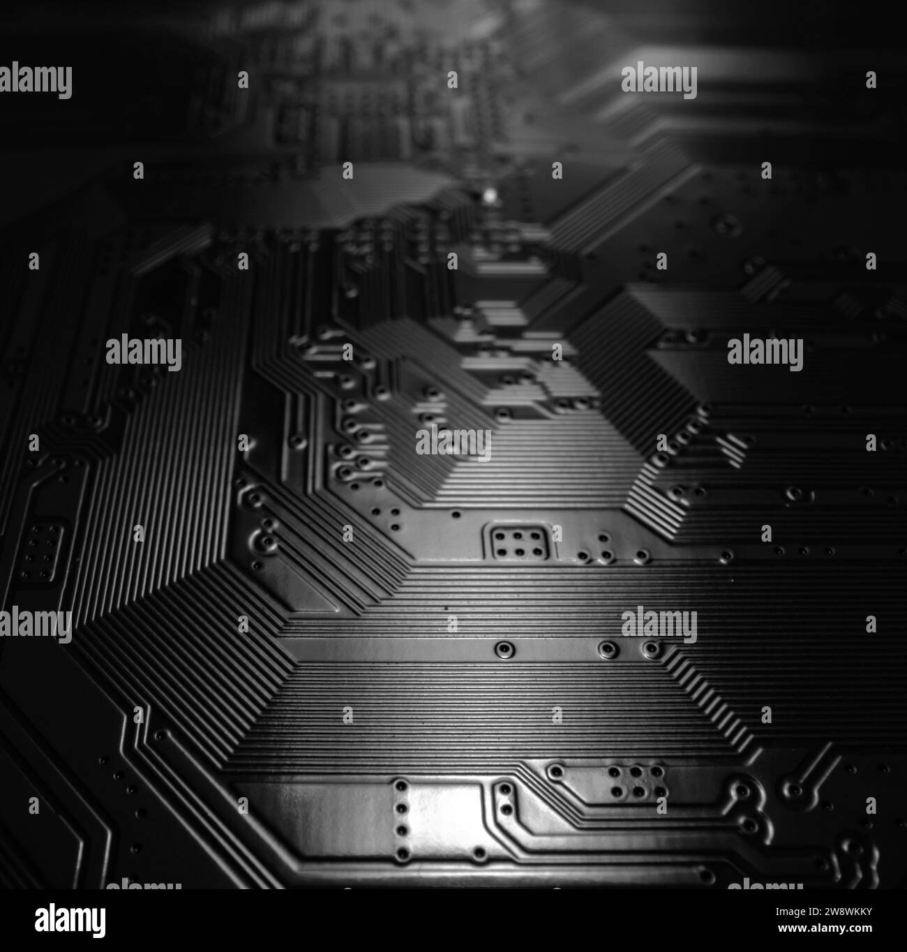 Leiterplattenhintergrund. Struktur der elektronischen Leiterplatte. Computertechnik, digitaler Chip, elektronisches Muster. Technische Textur. Technologiesystem Stockfoto
