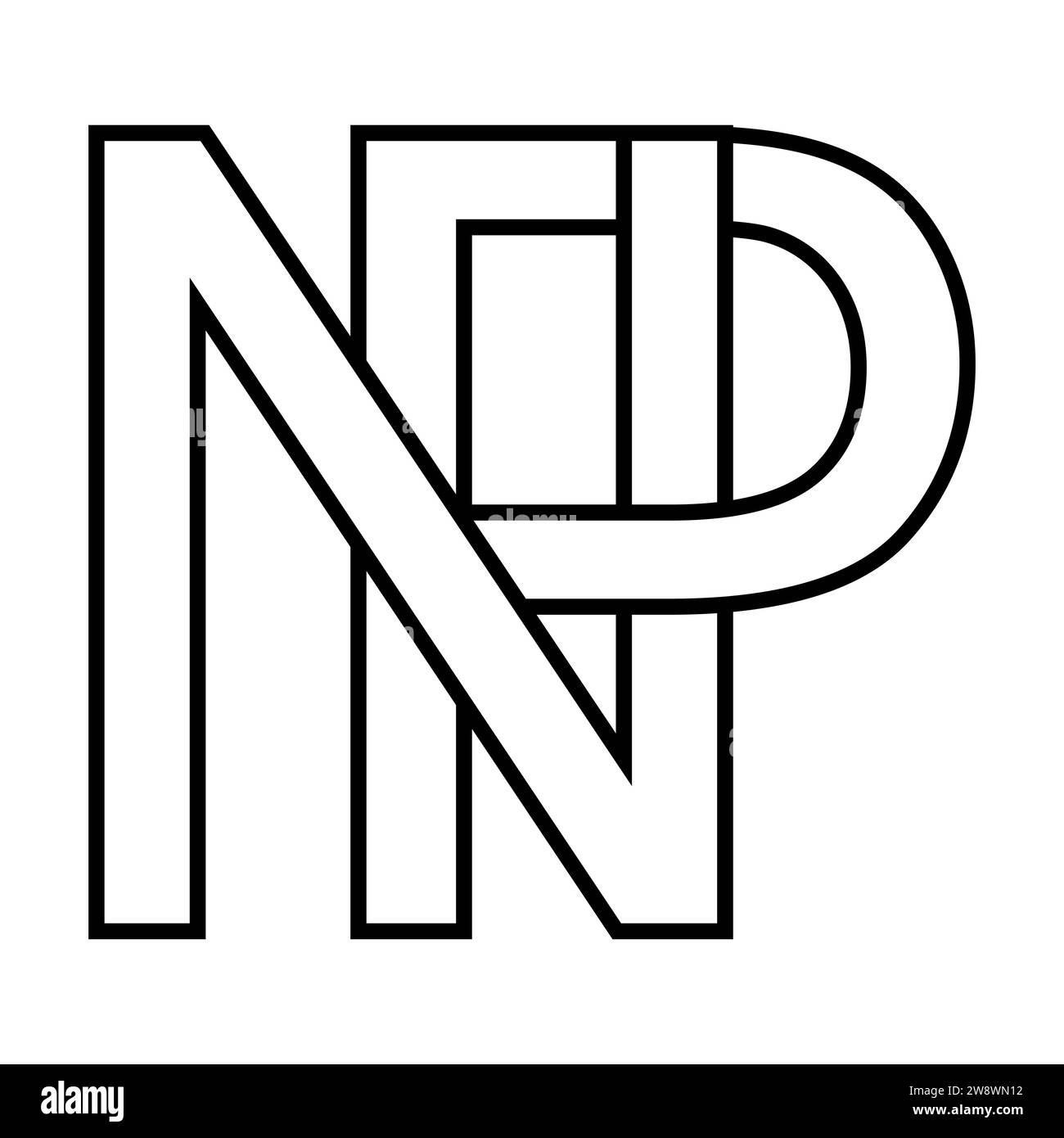 Logozeichen np, PN Symbol Doppelbuchstaben Logotyp n p Stock Vektor