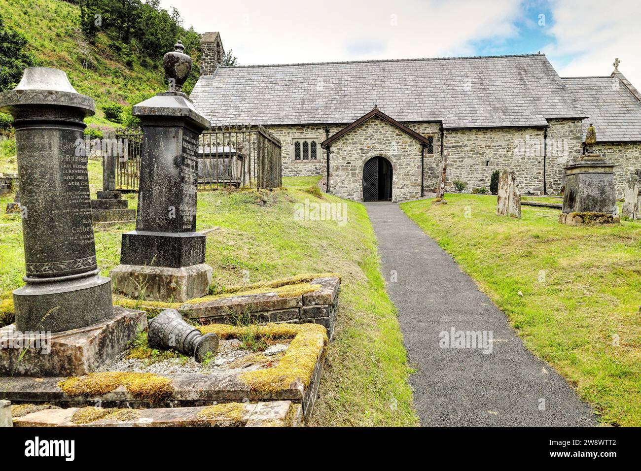 Äußere der St. Davids Old Church, Llanwrtyd Wells, Powys, Wales, Großbritannien Stockfoto