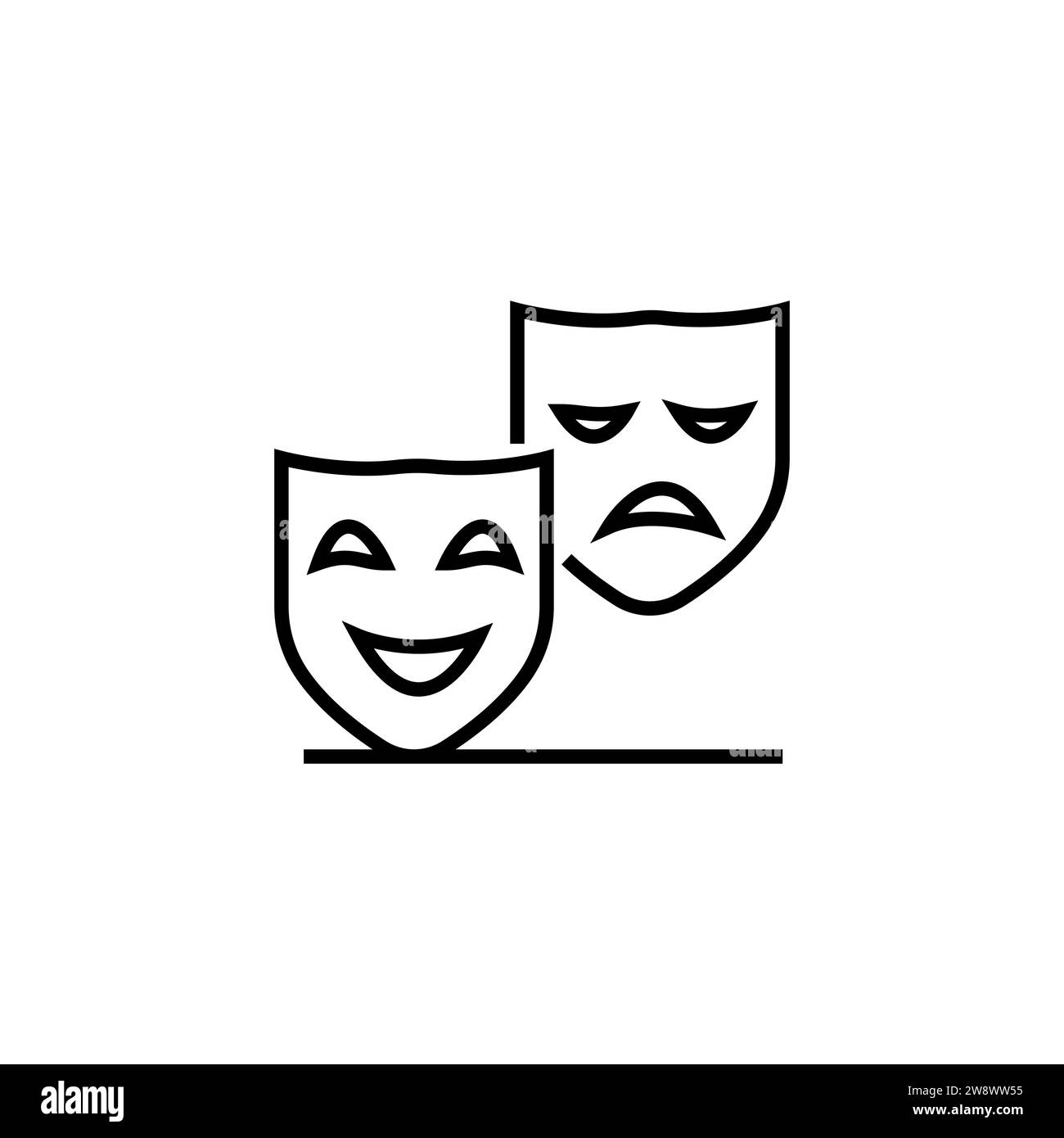 Symbol „Drama Masken“. Element des Kinos für mobiles Konzept und Web-Apps. Das Symbol für dünne Dramamasken kann für Web und Mobilgeräte verwendet werden. Premium-Symbol auf weiß Stock Vektor