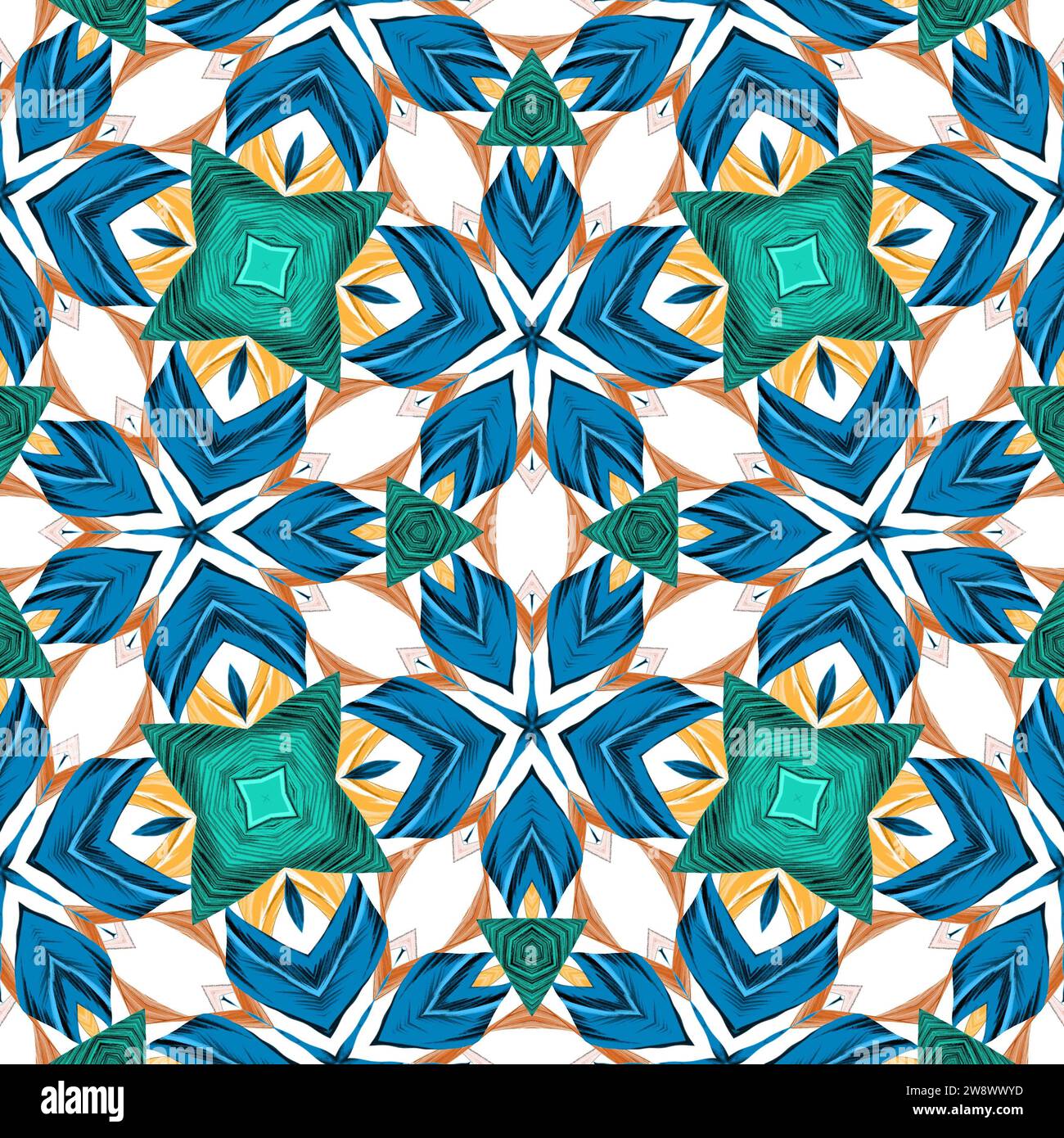 Muster, Fliesen, Mandala, nahtlos, Design, Digital, Illustration, Dekoration, Ornament, Ornament, Ornament, Kunst, symmetrisch, Symbol, Tapete, Textil Stockfoto