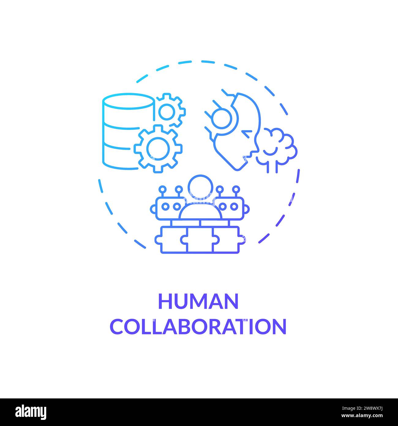 Schlanke Linie, einfacher Verlauf, Symbol für menschliche Zusammenarbeit Stock Vektor