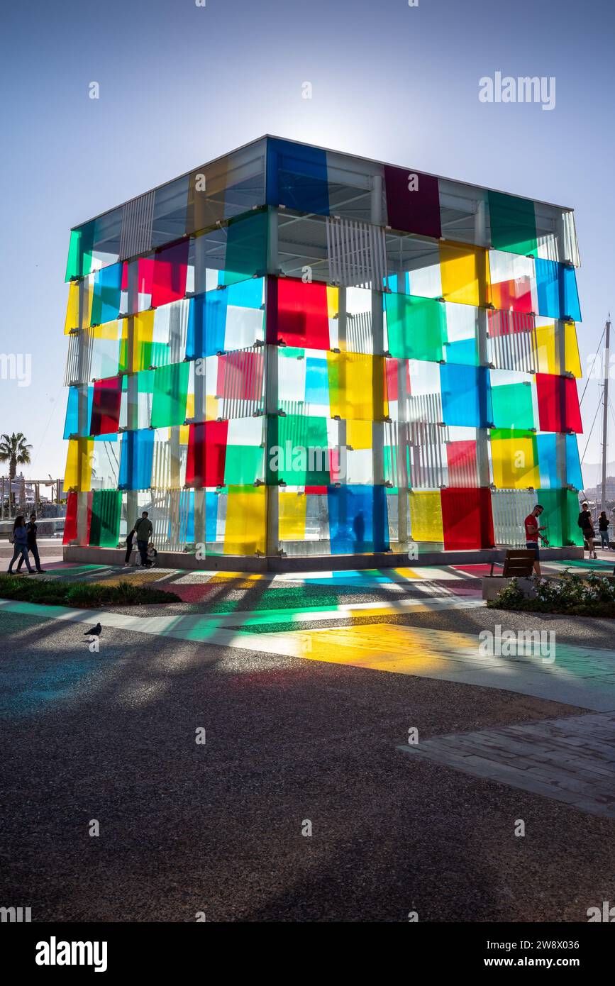 Außenansicht der Kunstgalerie des Pompidou Centre in Malaga, Spanien Stockfoto
