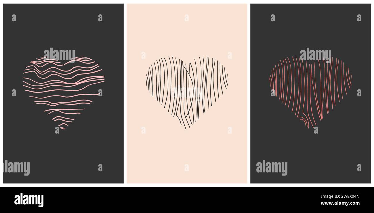 Set aus trendigen zeitgenössischen abstrakten kreativen minimalistischen Handzeichnungen Poster Dekoration, Postkarte, Broschüre Stock Vektor