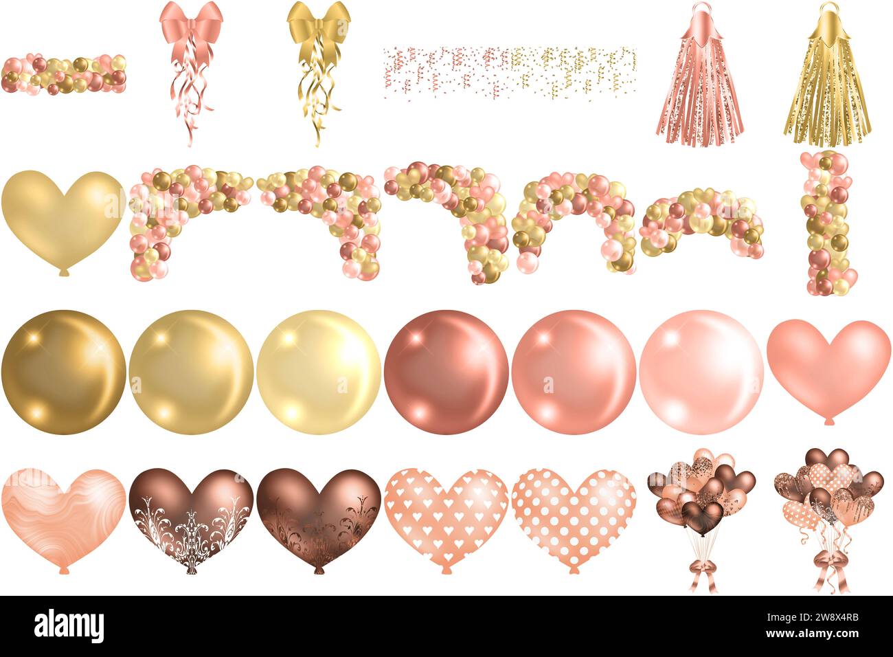 Rose and Gold Balloon Arch: A way to Uplift Romance Stockfoto