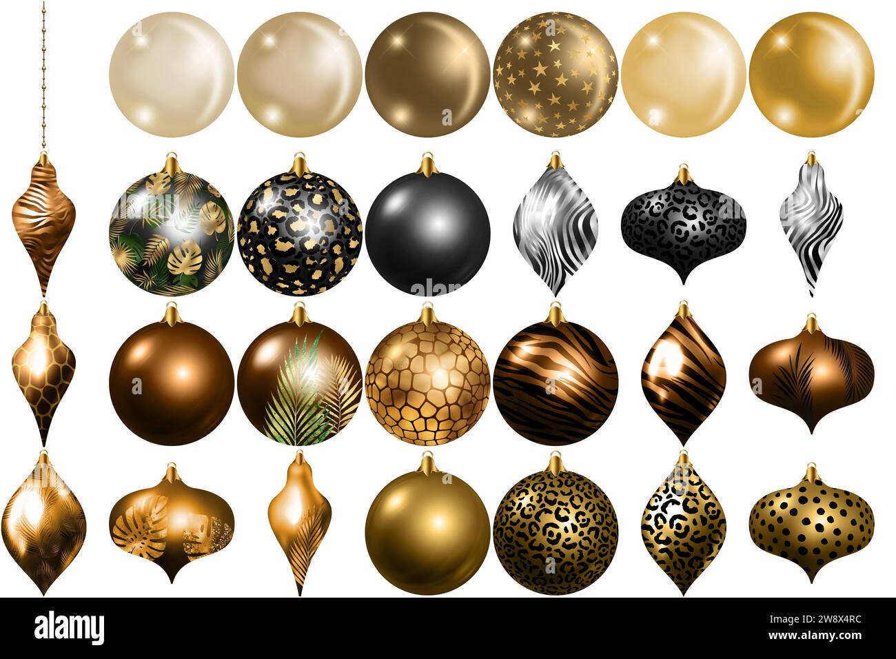 Nutzen Sie unsere glitzernden Ballons aus Roségold, um das neue Jahr stilvoll zu begrüßen. Stockfoto