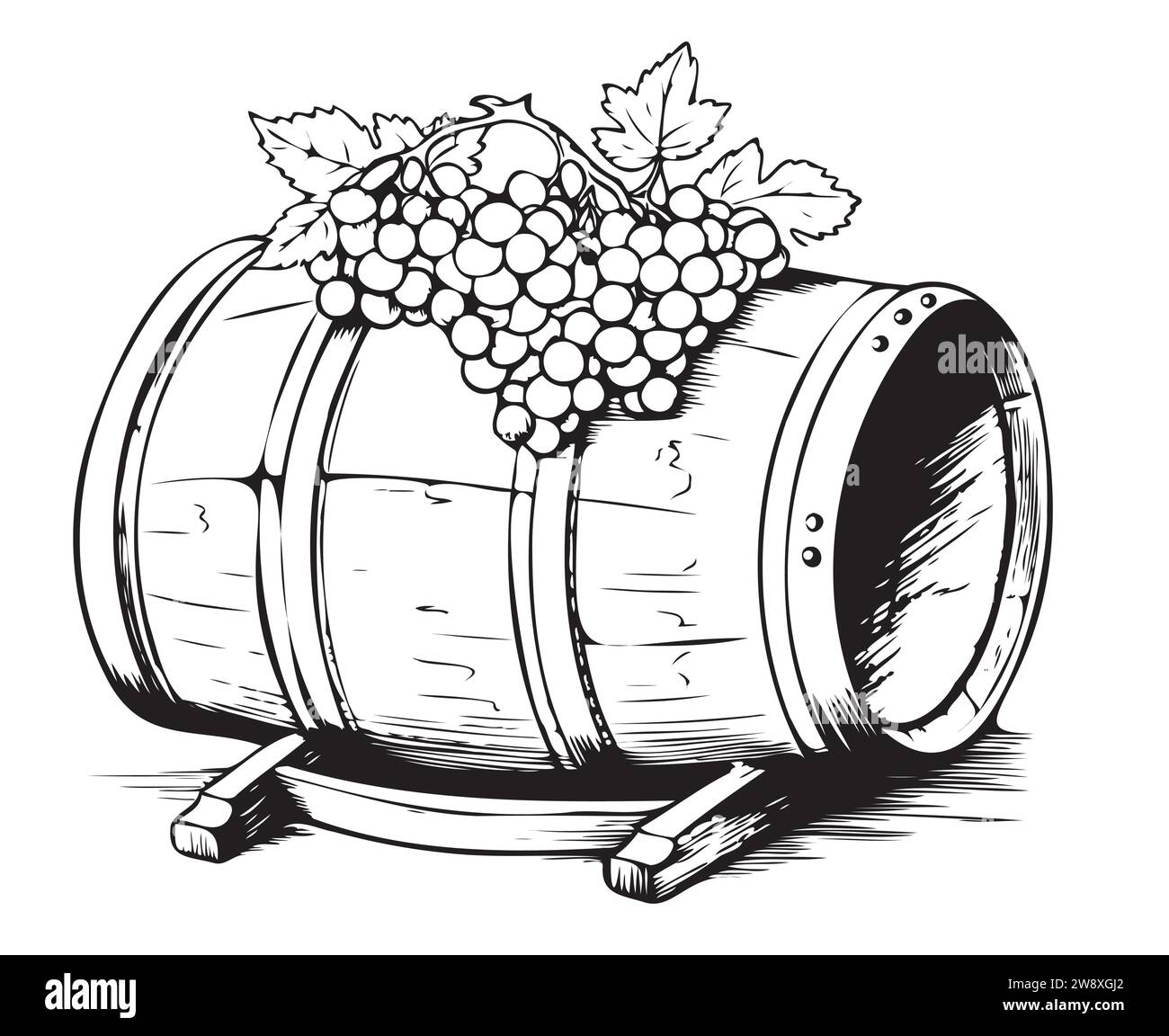 Wein oder Bier Faß auf weißem Hintergrund. Vector Illustration. Stock Vektor