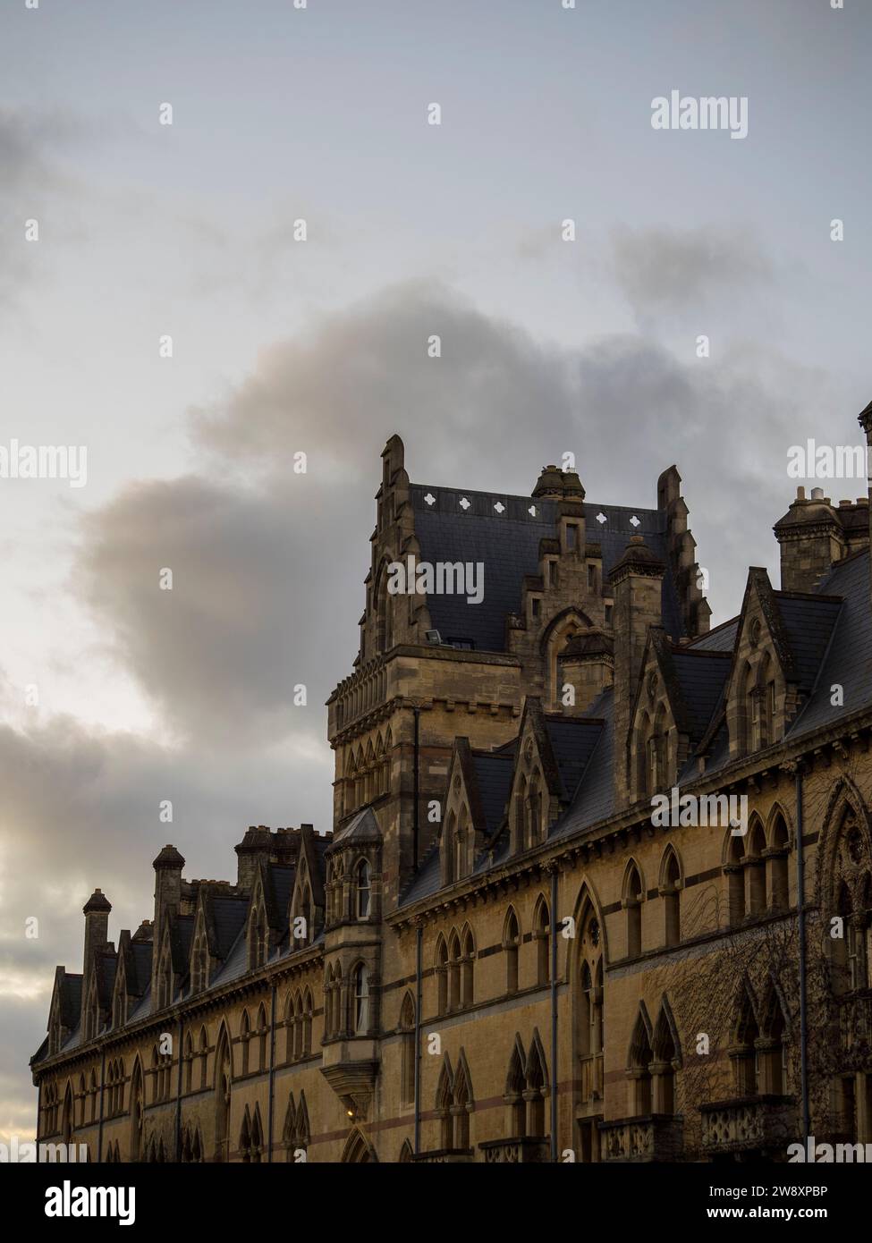 Abenddämmerung, Meadow Building, Christchurch College, University of Oxford, Oxford, Oxfordshire, England, Großbritannien, GB. Stockfoto