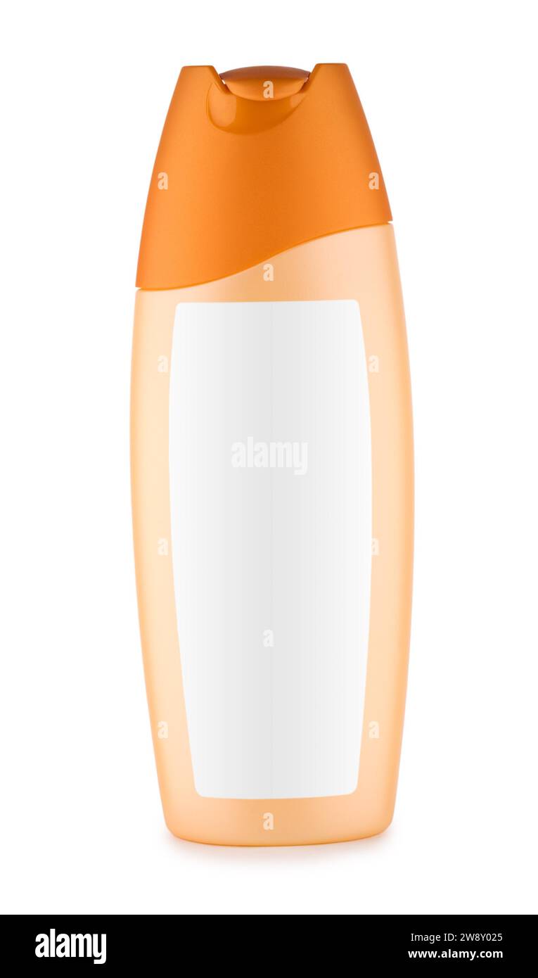 Isolierte orangefarbene Flasche mit gewölbter Abdeckung Stockfoto