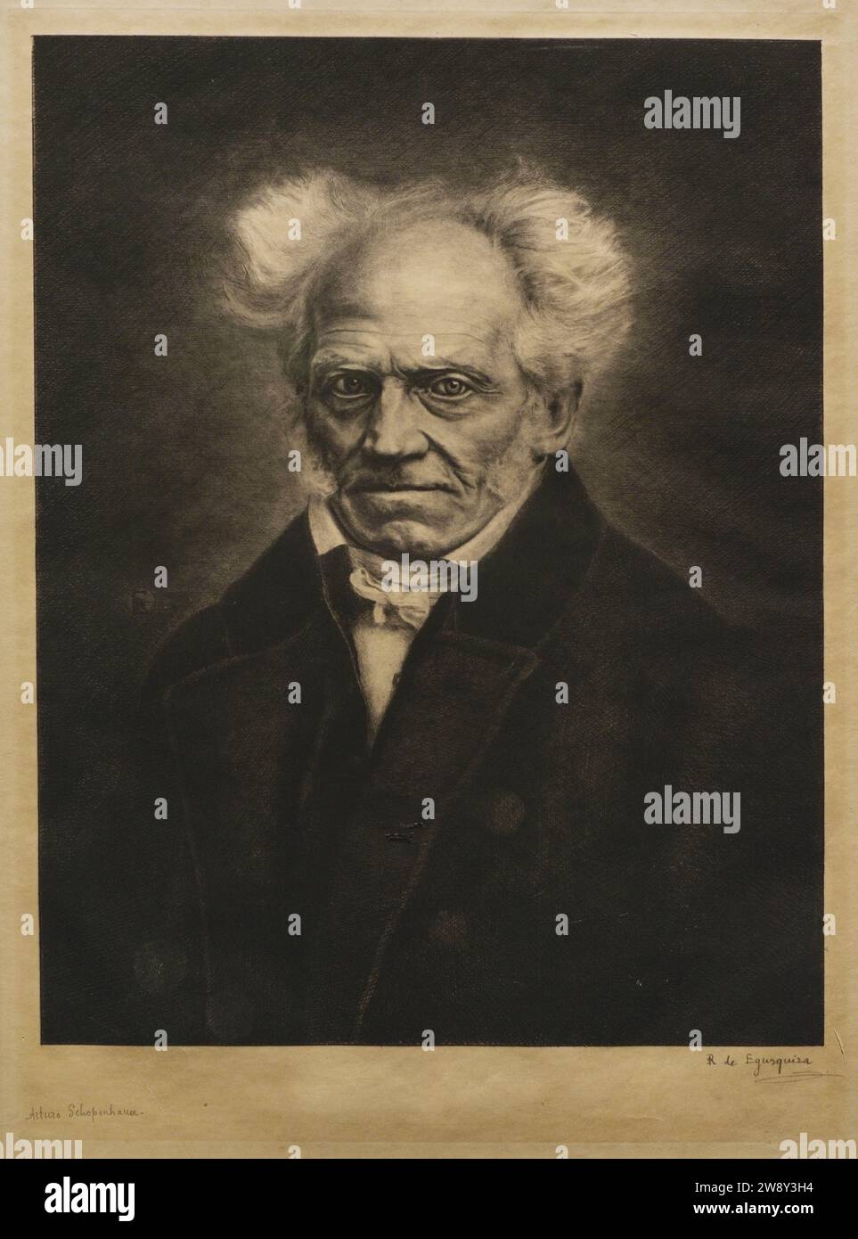 Arthur Schopenhauer (1788-1860). Deutscher Philosoph. Porträt von Rogelio de Egusquiza (1845-1915), 1885-1888. Ätzen auf Papier, 462 x 360 mm. Prado-Museum. Madrid. Spanien. Autor: Rogelio de Egusquiza y Barrena (1845-1915). Spanischer Maler. Stockfoto