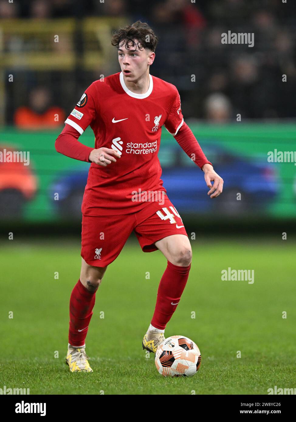 BRÜSSEL - Luke Chambers von Liverpool FC während der UEFA Europa League im Spiel der Gruppe E zwischen R. Union Sint Gillis und Liverpool FC im Lotto Park Stadion am 14. Dezember 2023 in Brüssel. ANP | Hollandse Hoogte | GERRIT VAN COLOGNE Stockfoto