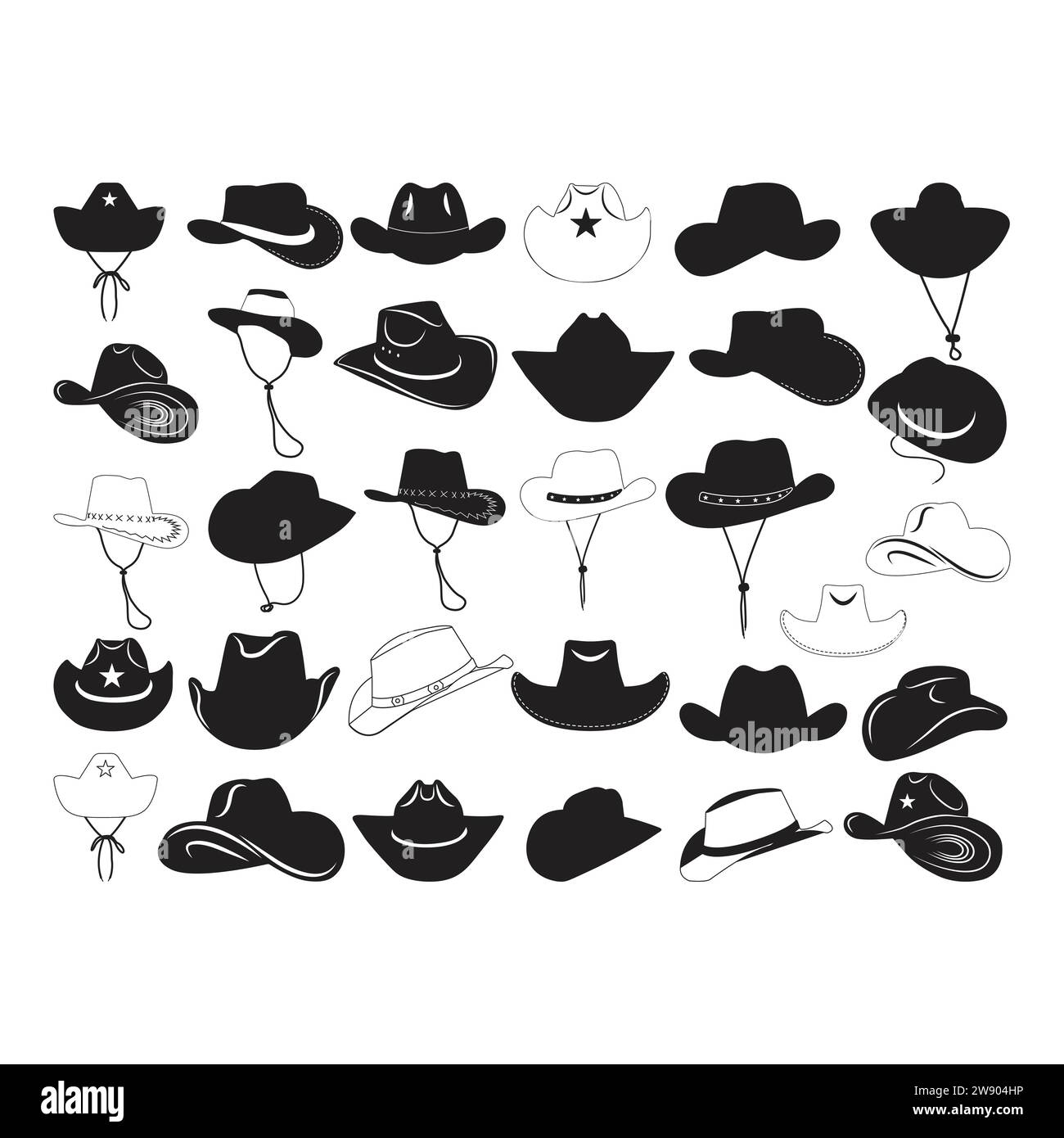 Cowboyhut, Landhut, Cowboyhut Vektor, Cowboyhut Cricut, Cowboyhut Silhouette, Schneidbare Konstruktion Stock Vektor