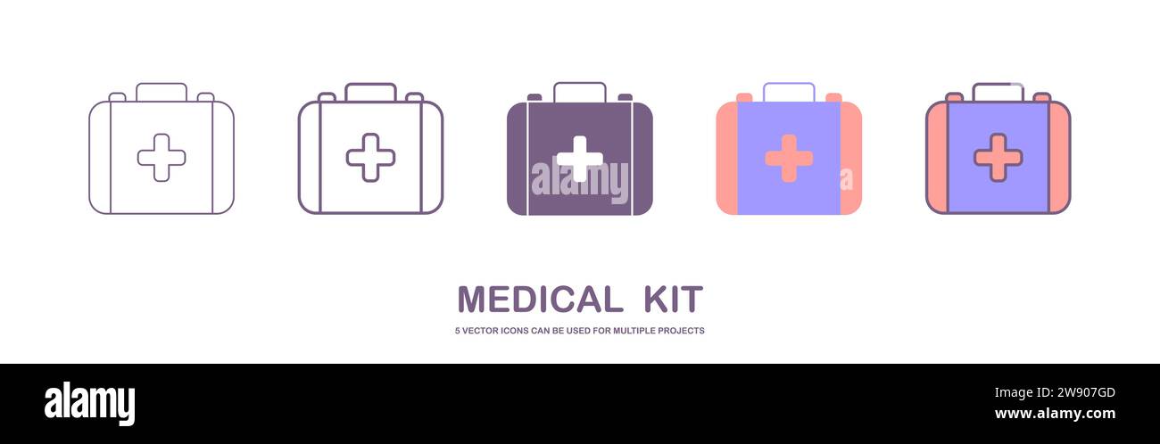 Dieses Symbol für das erste-Hilfe-Feld ist im Linienstil verfügbar und kann als EPS heruntergeladen werden. Vektorabbildung Stock Vektor